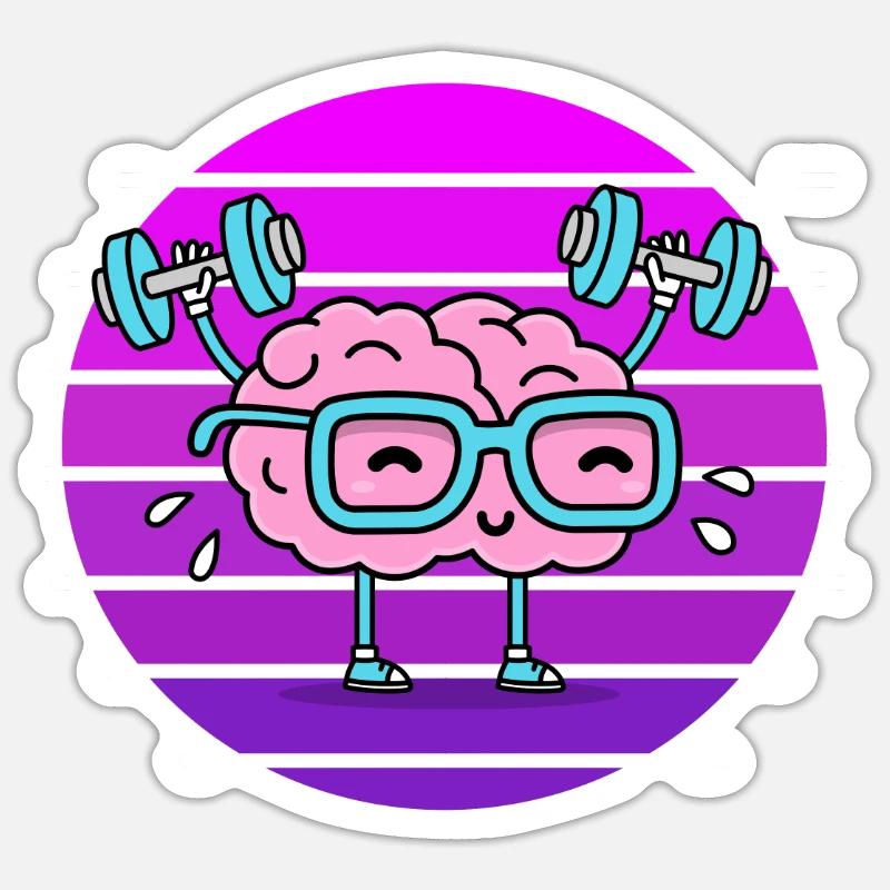 Brain sunset training brain - Sticker size S (10 x 10 cm) - white matte
