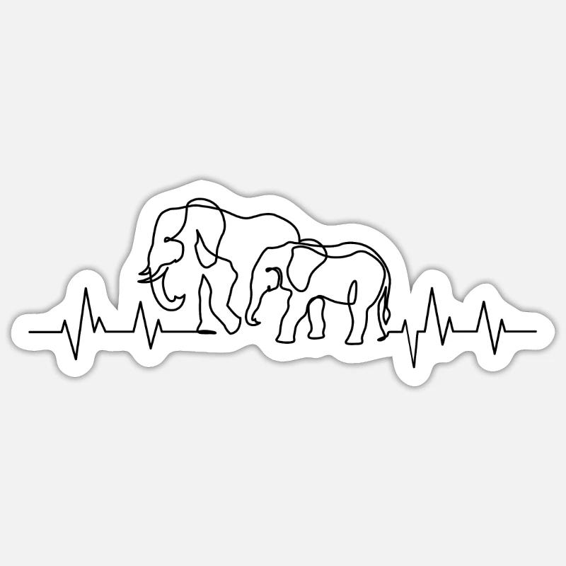 l'éléphant - Sticker taille S (10 x 10 cm) - blanc mat