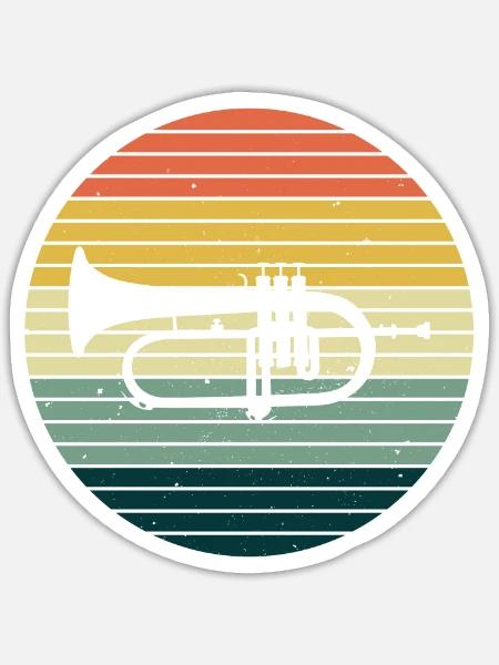 Flügelhorn Hornspieler Hornist Horn Geschenk - Sticker Größe S (10 x 10 cm) - Mattweiß