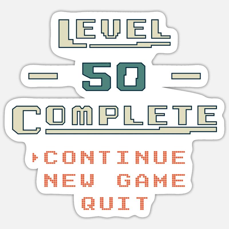 Level Complete continue Game Geschenkidee Sticker Größe S (10 x 10 cm)