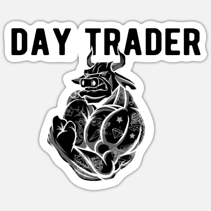 MARCHÉ BOURSIER / TRADER FOREX: Day Trader - Sticker taille S (10 x 10 cm) - blanc mat