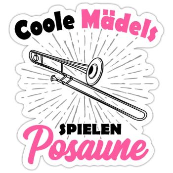 Posaune - Sticker Größe S (10 x 10 cm) - Mattweiß - Vorne