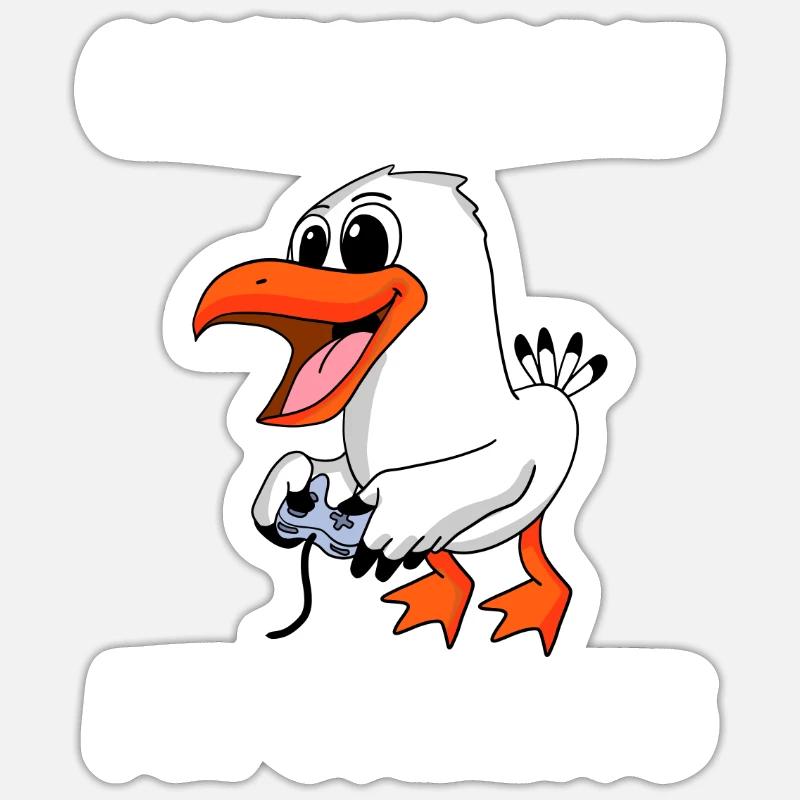 Can´t Hear You I´m Gaming Seemöwe Möwe Geschenk - Sticker Größe S (10 x 10 cm) - Mattweiß