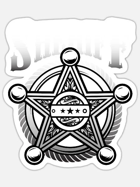 Sheriffstern Sheriff Offizier Polizei - Sticker Größe S (10 x 10 cm) - Mattweiß