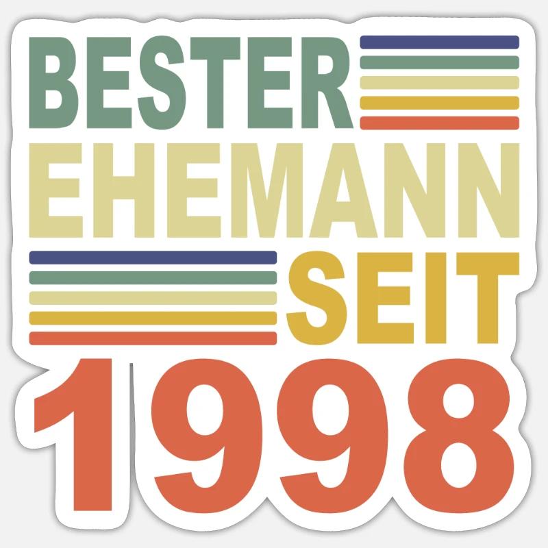 1998 Bester Ehemann Ehepartner Jahr 1998 Partner Sticker Größe S (10 x 10 cm)