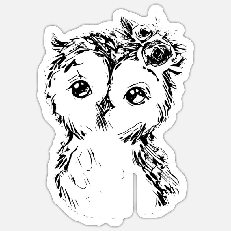 Eule - Sticker Größe S (10 x 10 cm) - Mattweiß