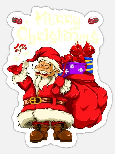 Weihnachtsmann Tannenbaum Heiligabend - Sticker Größe S (10 x 10 cm) - Mattweiß