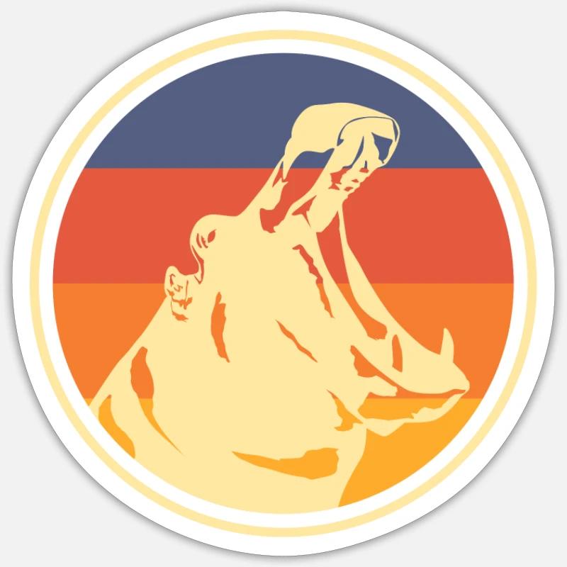 Nilpferd - Sticker Größe S (10 x 10 cm) - Mattweiß