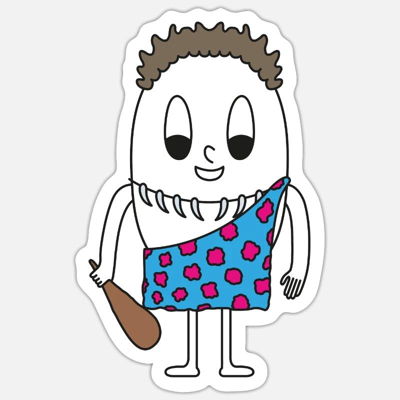 Stone Age Man Egg - Sticker size S (10 x 10 cm) - white matte