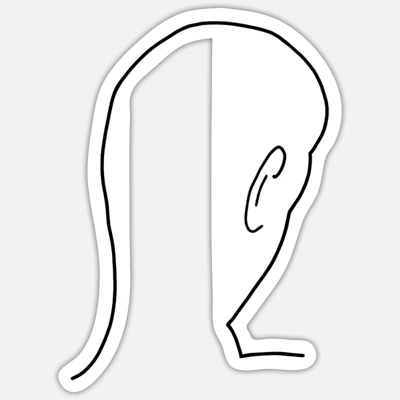 Kopf Hinterkopf Glatze Sticker Größe S (10 x 10 cm)