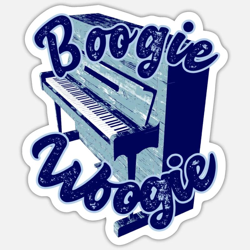Boogie Woogie Piano Design - Sticker taille S (10 x 10 cm) - blanc mat