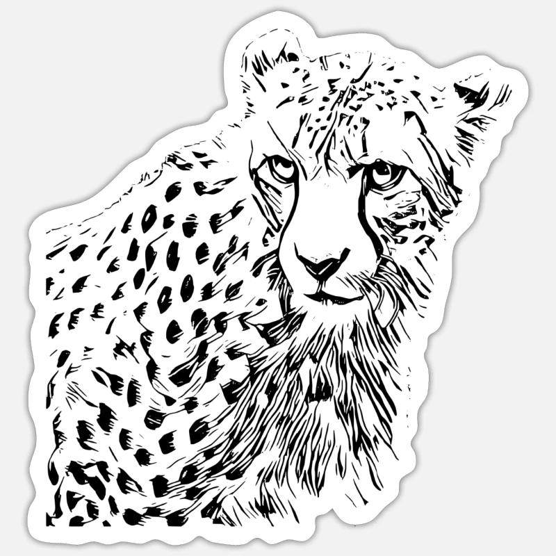 guépard - Sticker taille S (10 x 10 cm) - blanc mat