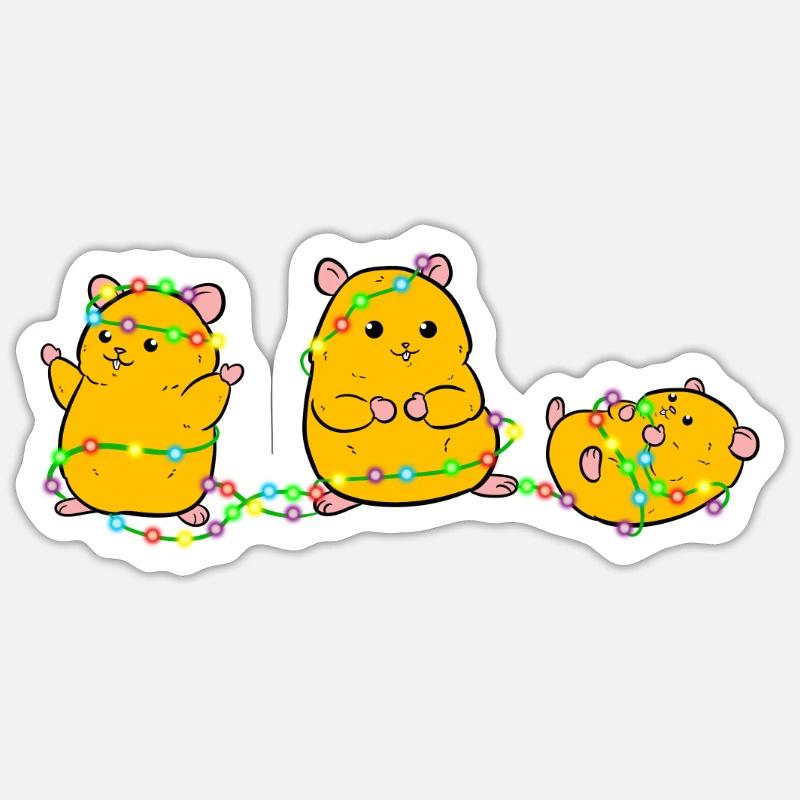 Hamster de Noël - Sticker taille S (10 x 10 cm) - blanc mat