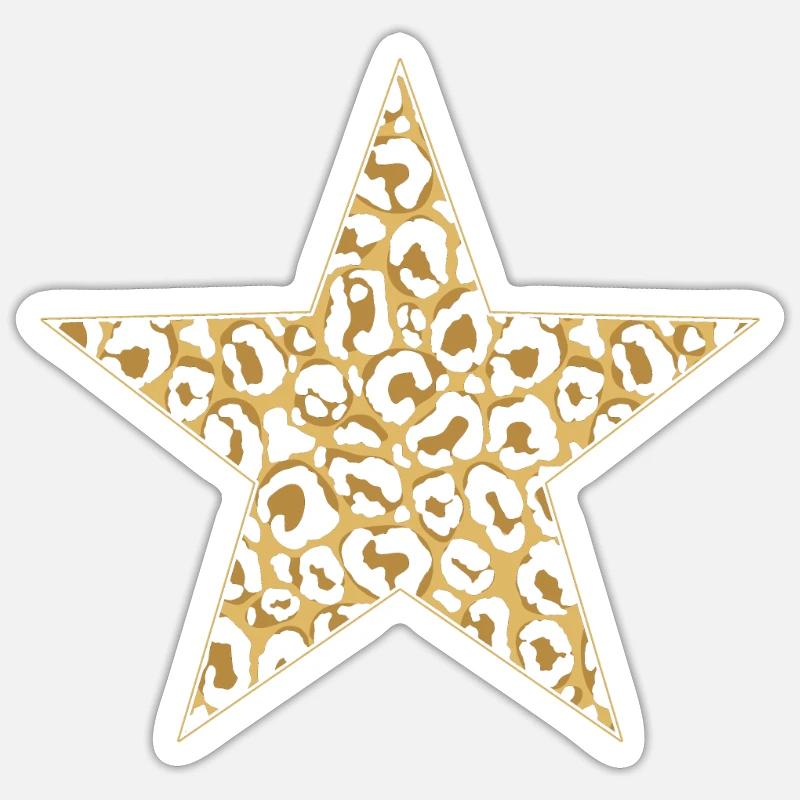 Léopard étoilé - Sticker taille S (10 x 10 cm) - blanc mat