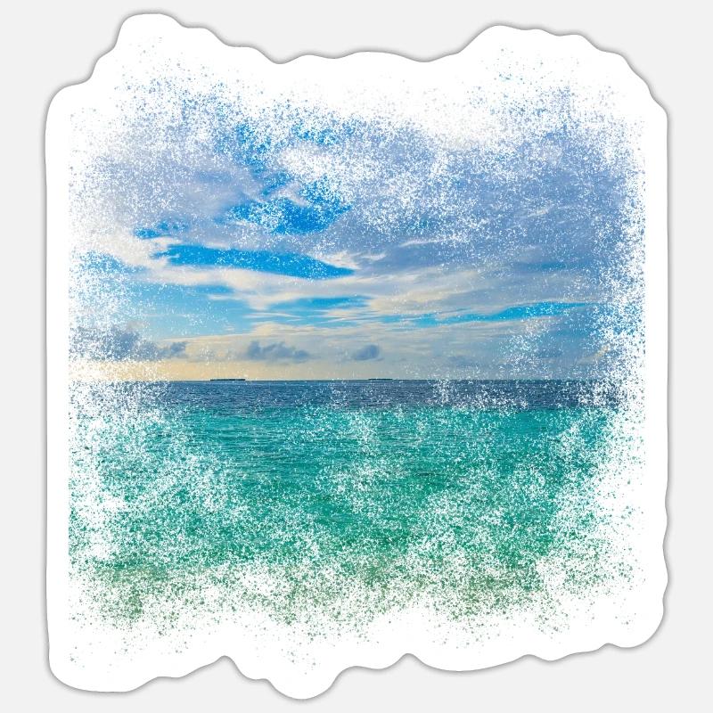Îles Maldives Mer - Sticker taille S (10 x 10 cm) - blanc mat