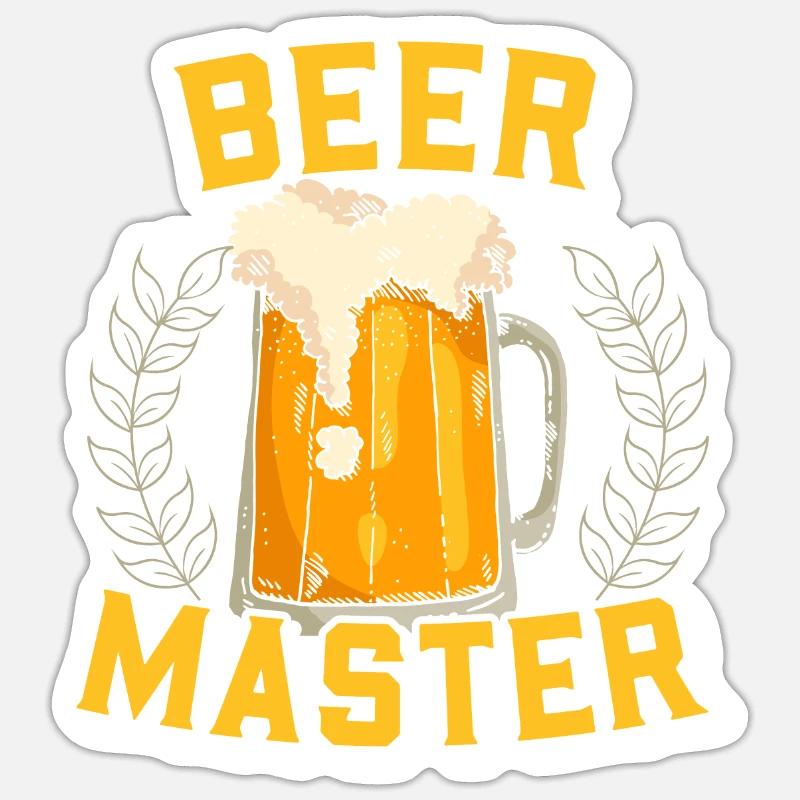 Beer Master - Bier Geschenkidee Shirt - Sticker Größe S (10 x 10 cm) - Mattweiß