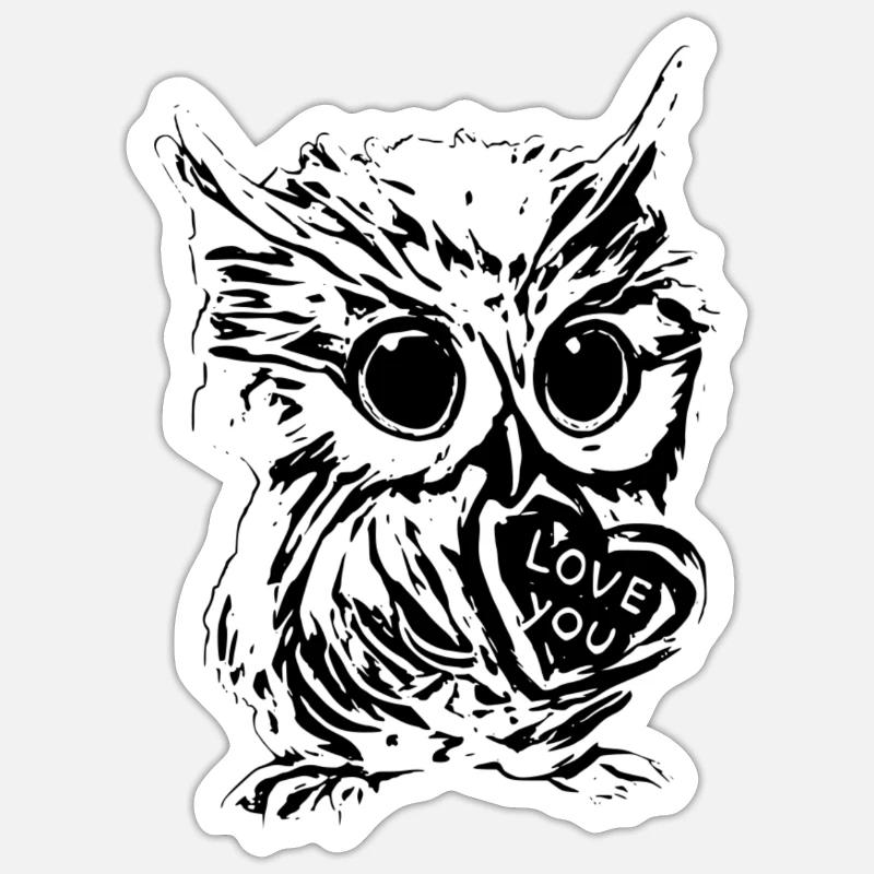 Eule - Sticker Größe S (10 x 10 cm) - Mattweiß