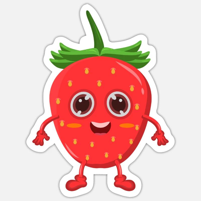 fraise - Sticker taille S (10 x 10 cm) - blanc mat