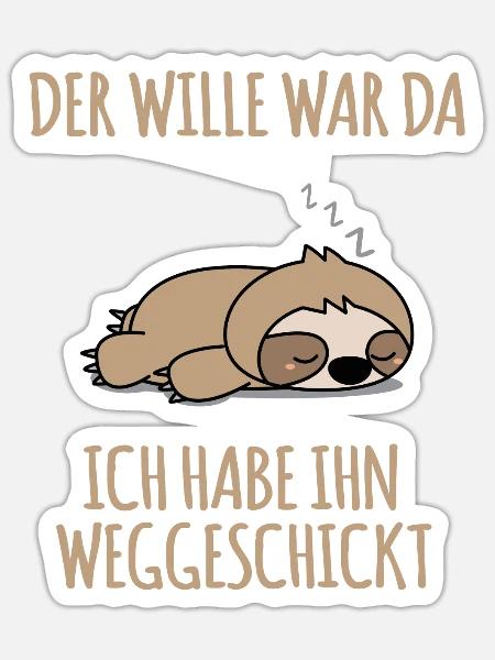 Lustiger Faultier Spruch Arbeitskollege Mitarbeite - Sticker Größe S (10 x 10 cm) - Mattweiß
