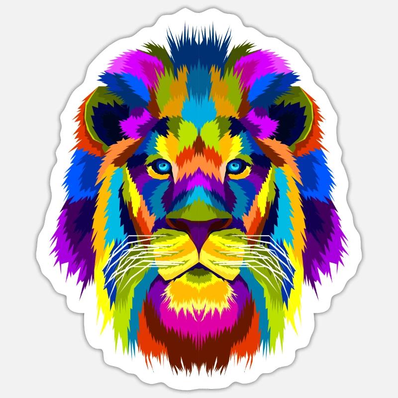 Lion prédateur - Sticker taille S (10 x 10 cm) - blanc mat