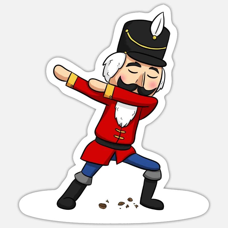 Dabbing Nutcracker - Sticker Größe S (10 x 10 cm) - Mattweiß