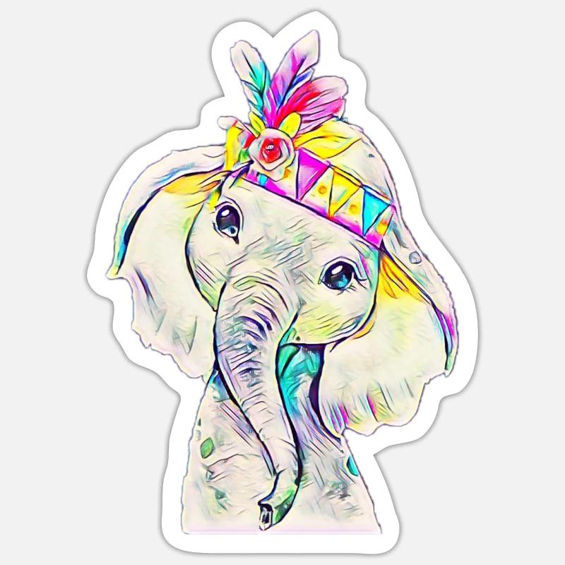 l'éléphant - Sticker taille S (10 x 10 cm) - blanc mat