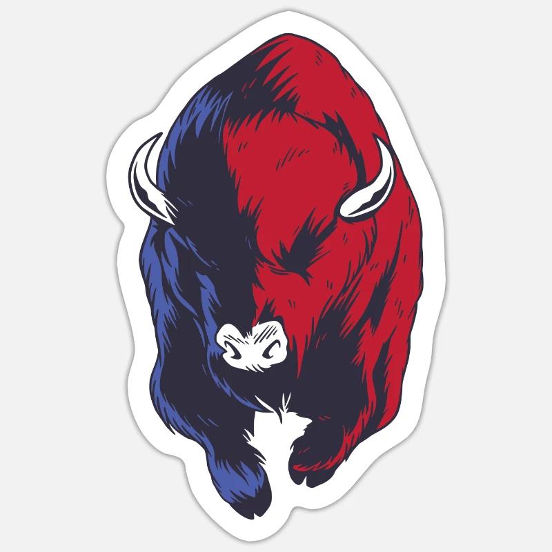 Bison Buffalo - Sticker taille S (10 x 10 cm) - blanc mat