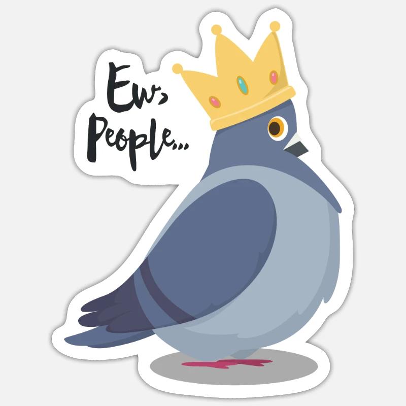 Une colombe effrontée en disant "Ew, les gens ..." Bird Nerd - Sticker taille S (10 x 10 cm) - blanc mat