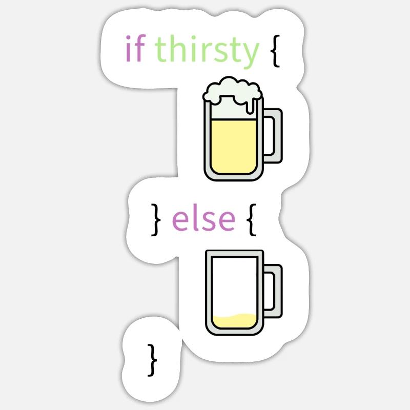 Programming language coder coding beer programmer Sticker size S (10 x 10 cm)
