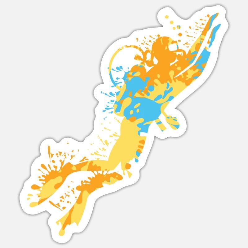 Plongeur Dive Splash - Sticker taille S (10 x 10 cm) - blanc mat