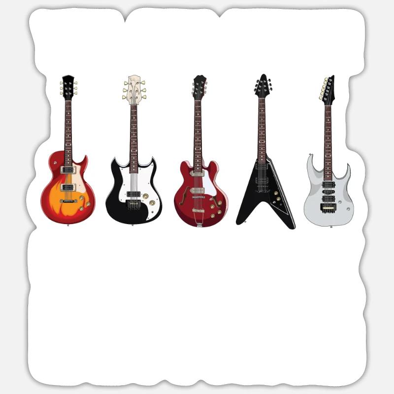 guitar - Sticker size S (10 x 10 cm) - white matte