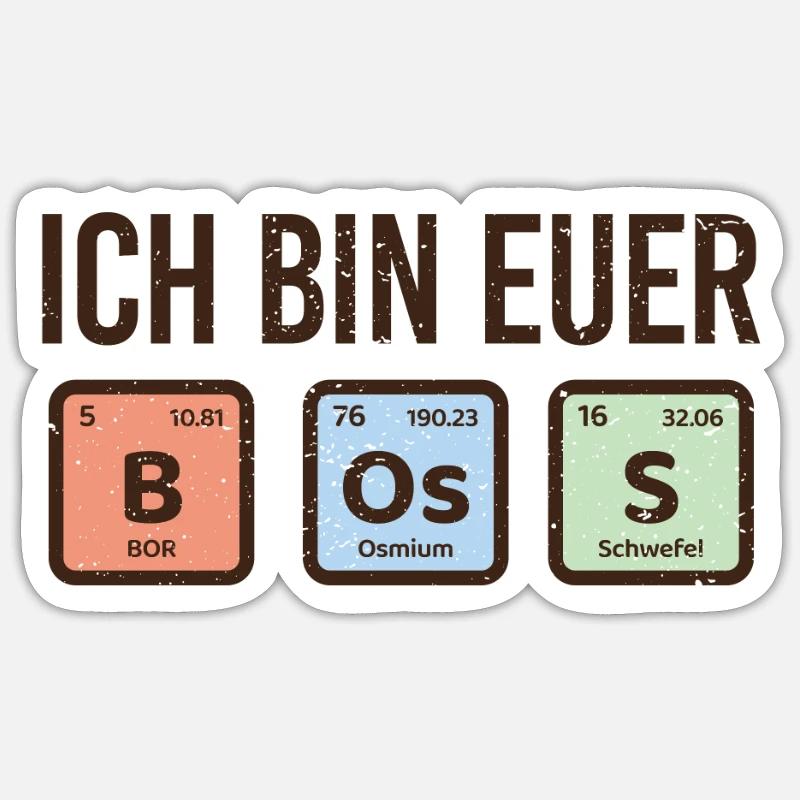 Chemiker Physik Boss PSE Team cooles Element Sticker Größe S (10 x 10 cm)