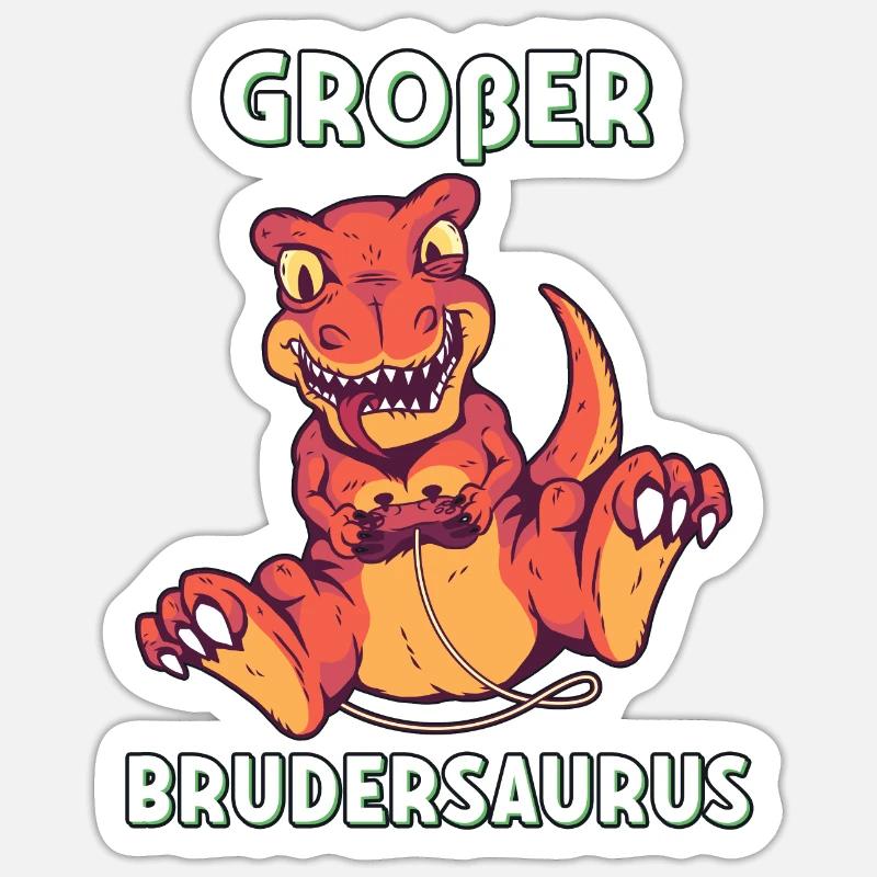 Großer Brudersaurus 2020 Bruder Dino ich werde - Sticker Größe S (10 x 10 cm) - Mattweiß