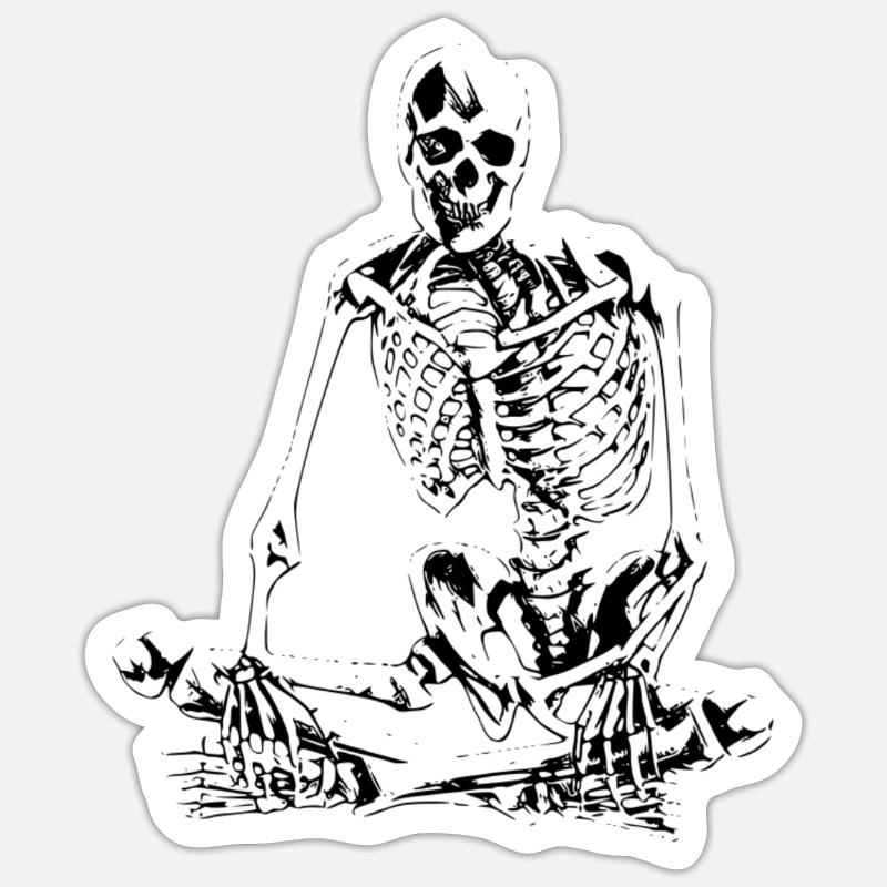squelette - Sticker taille S (10 x 10 cm) - blanc mat