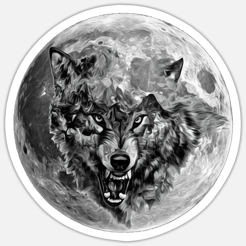 Loup - Sticker taille S (10 x 10 cm) - blanc mat