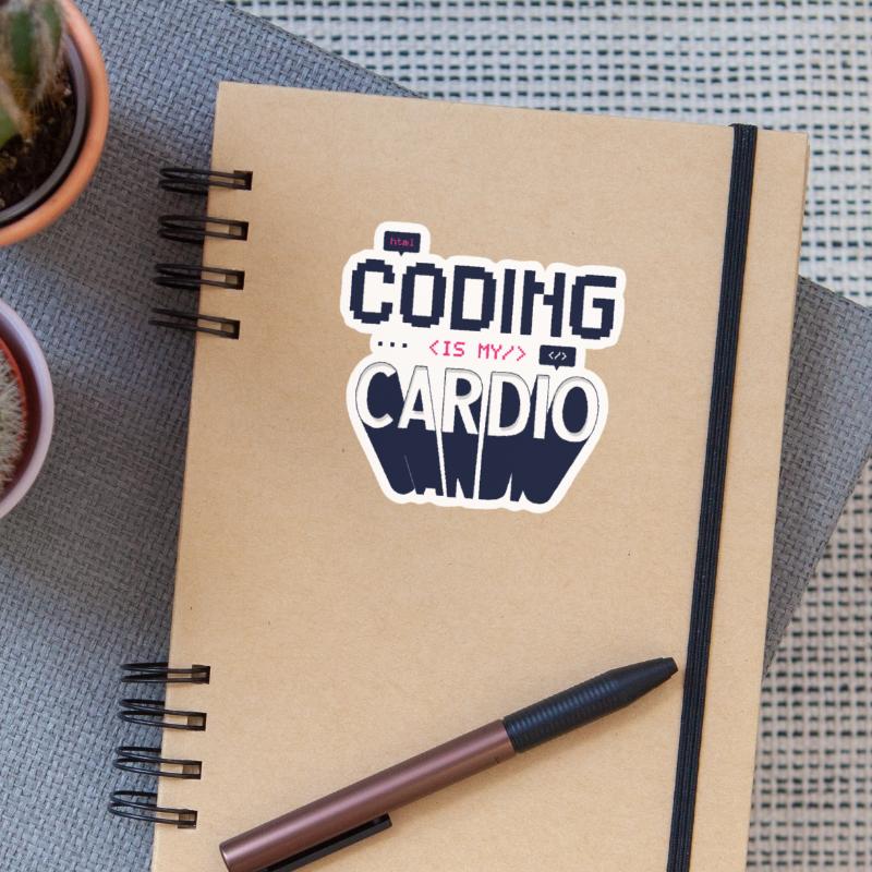 Programmierer Computer Codern Coding is My Cardio Sticker Größe S (10 x 10 cm)