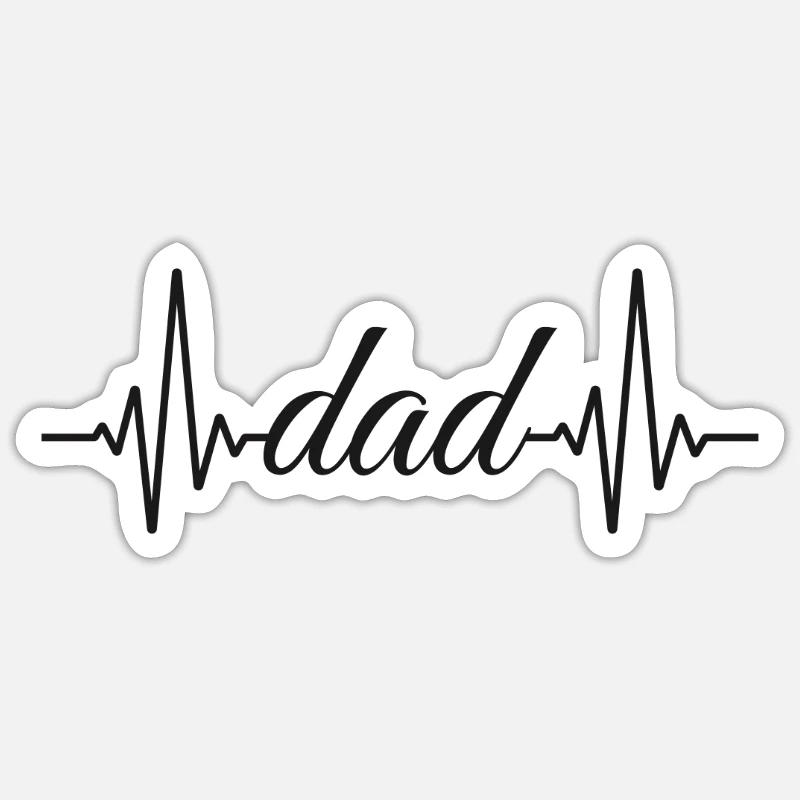 Dad Herzschlag - Sticker Größe S (10 x 10 cm) - Mattweiß