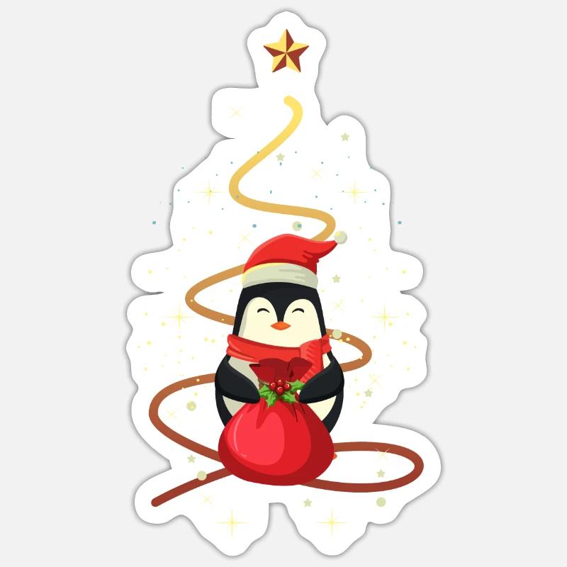 Noël pingouin - Sticker taille S (10 x 10 cm) - blanc mat