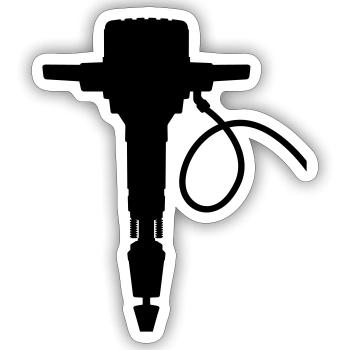 Presslufthammer Dampfhammer Vektor Farbe wählbar - Sticker Größe S (10 x 10 cm) - Mattweiß - Vorne