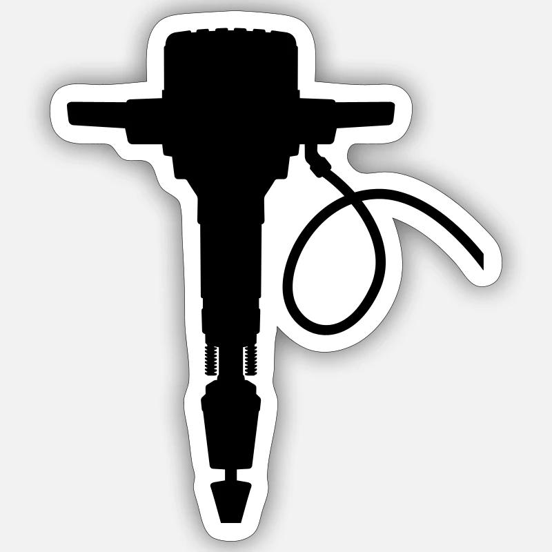 Presslufthammer Dampfhammer Vektor Farbe wählbar Sticker Größe S (10 x 10 cm)
