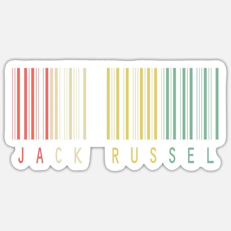 Jack Russel Barcode Hund Terrier Geschenkidee - Sticker Größe S (10 x 10 cm) - Mattweiß
