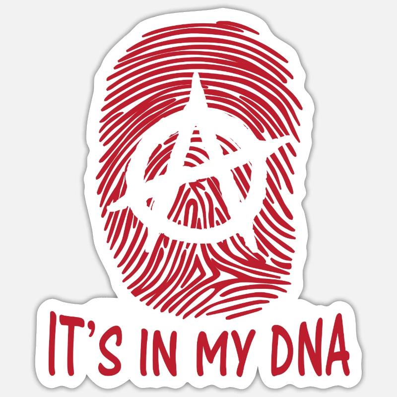 symbole de l'anarchie c'est dans mon empreinte digitale ADN Anarchie - Sticker taille S (10 x 10 cm) - blanc mat
