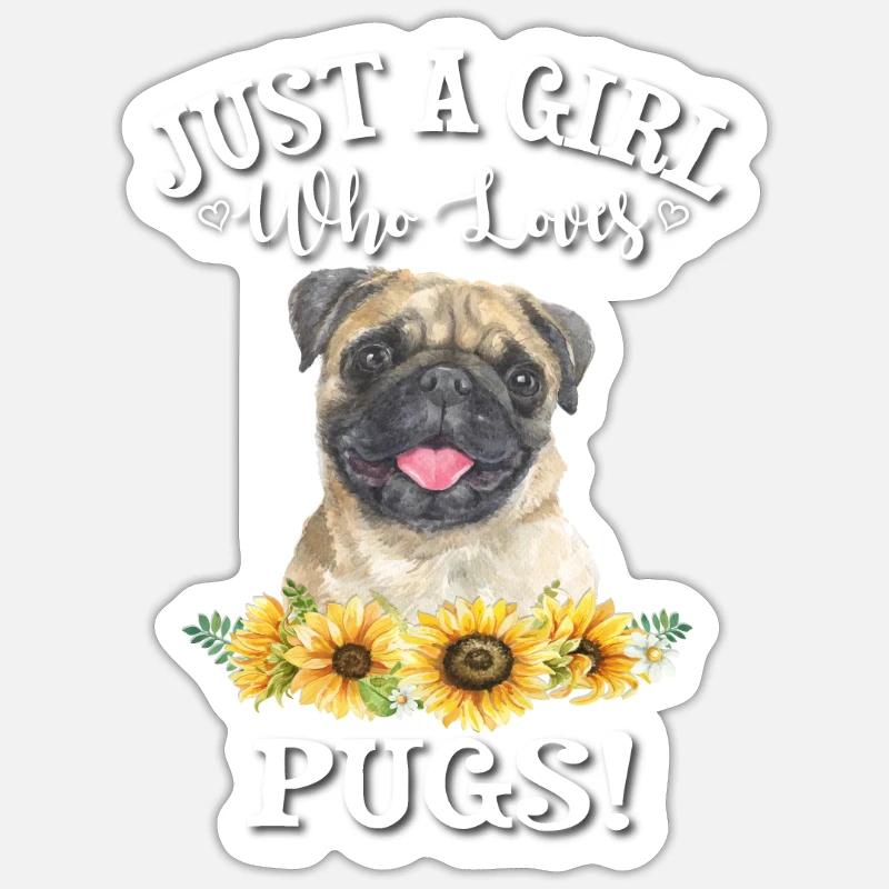 Mops - Sticker Größe S (10 x 10 cm) - Mattweiß