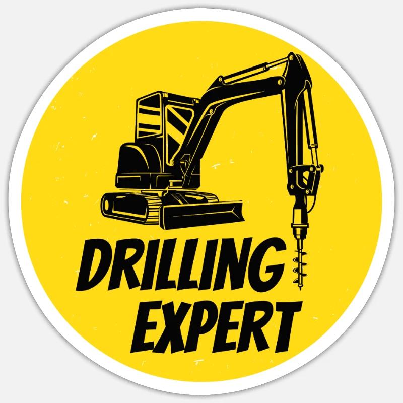 Drilling expert drilling machine construction site construction worker - Sticker size S (10 x 10 cm) - white matte