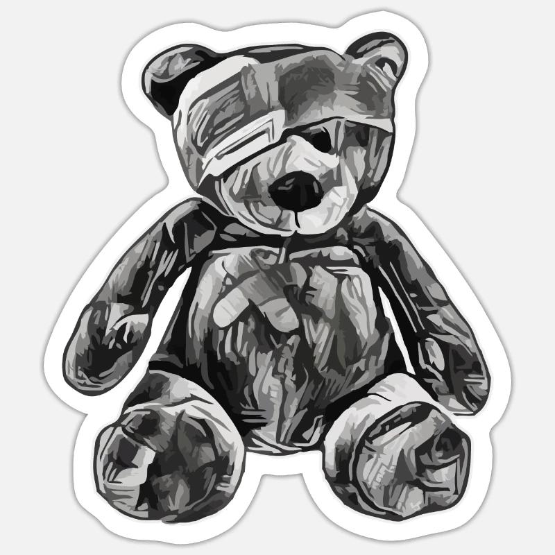 Toy teddy bear with an eye patch Sticker size S (10 x 10 cm)