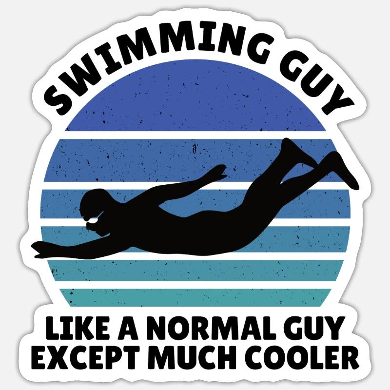 swimming guy - Sticker taille S (10 x 10 cm) - blanc mat