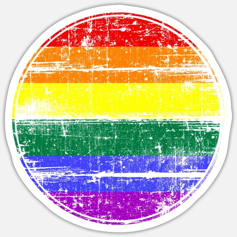 Drapeau arc-en-ciel LGBT - Sticker taille S (10 x 10 cm) - blanc mat