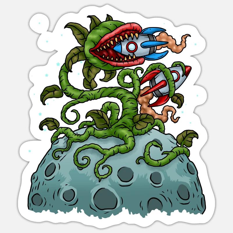 Plante carnivore Venus Flytrap Rocket - Sticker taille S (10 x 10 cm) - blanc mat