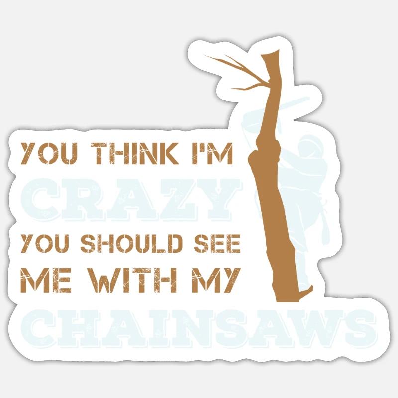 Chainsaw & tree for lumberjacks and arborists - Sticker size S (10 x 10 cm) - white matte