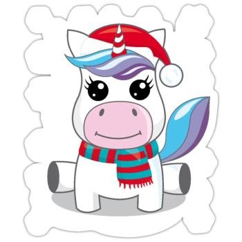 Unicorn Christmas gift Christmas present - Sticker size S (10 x 10 cm) - white matte - Front